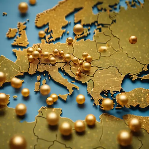 map van europa met lotto ballen er op